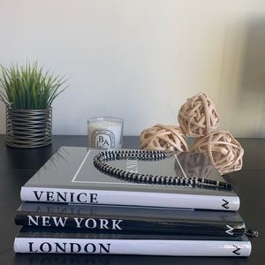 Black and white 3 piece book set decor